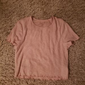 Pink American Eagle Crop Top Tee Shirt Size Large